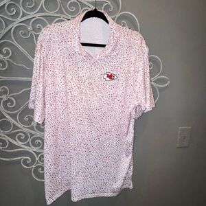 Men’s Red white performance fabric KC Chiefs golf polo shirt Antiqua sz L